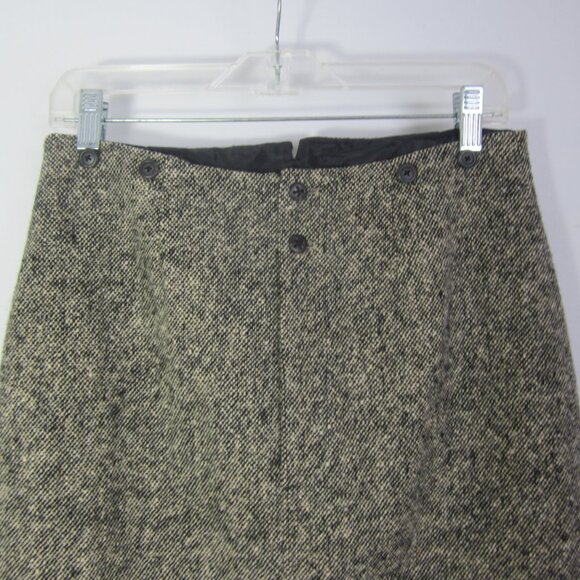 Vtg Rugby Ralph Lauren Women 8 Black Ivory Tweed Wool Pencil Skirt Front Zip 29" - Picture 7 of 10